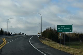 Kitts Hummock Road ties into SR 9 (Bayside Drive) south just ahead of SR 1 on the south side of Dover AFB. Kitts Hummock Road (Rd 68) spurs 3.06 miles east to Kitts Hummock along Delaware Bay.
