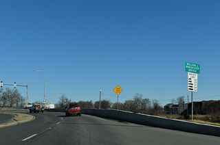 U.S. 13/SR 9 north curve west from Heald Street across the Christina River over the William J. Winchester Bridge.