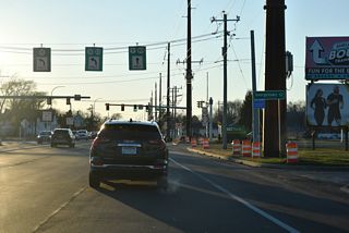 SR 1D/23 separate at the roundabout joining Belltown Road with Beaver Dam Road, Salt Marsh Boulevard and Plantation Road. SR 1D runs southeast to SR 24 (John J. Williams Highway) at Midway.