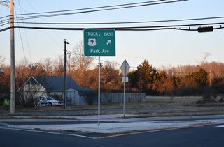 U.S. 9 Truck continues east from S Bedford Street along the realignment of Park Avenue.