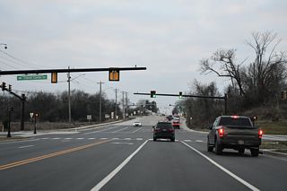 Transit Center Drive stems south from a signalized intersection added to U.S. 13 in 2023 to the Claymont Transit Center. The transit center is a stop along SEPTA Regional Rail.