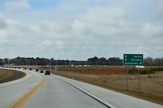 U.S. 113 (Dupont Boulevard) is a four lane, divided highway joining Millsboro north with the Sussex County seat of Georgetown and the city of Milford.