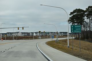SR 20 (Harscrabble Road) travels 16 miles west from U.S. 113 in Millsboro to U.S. 13 in Seaford.