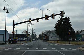 Traffic lights operate at Washington and State Streets in Millsboro.