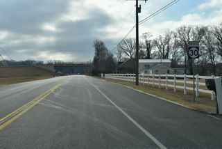 The last reassurance marker for SR 30 south stands along Gravel Hill Road after the connector to SR 24.