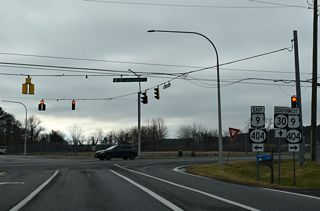 U.S. 9 travels across Sussex County between U.S. 13 at Laurel and the Cape May-Lewes Ferry in Lewes. SR 404 forms a multi-state route with MD 404 west to Bridgeville, Denton and U.S. 50 at Wye Mills.