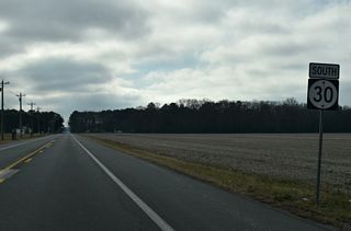 Southbound SR 30 (Gravel Hill Road) after the intersection with Zoar Road (old SR 24 Alternate).