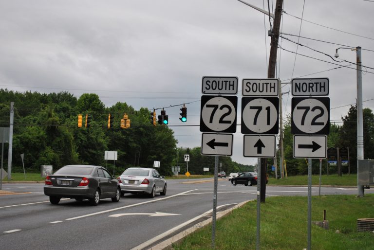 SR 71 south at SR 72 west of Wrangle Hill, DE