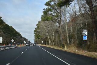 U.S. 113 crosses an area of woodlands and Sheep Pen Ditch beyond the North Millsboro Bypass.