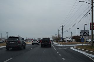U.S. 113/SR 20 (Dupont Boulevard) continue another 1.6 miles south from SR 24 (Laurel Road) and SR 24 Business (Washington Street) along the commercialized stretch through Millsboro.
