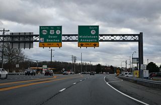 The south split of SR 71/896 at Mount Pleasant, Delaware