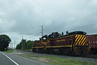 Delmarva Central engine parked along a siding adjacent to New Burton Road southbound.