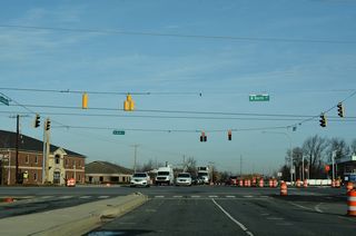 POW - MIA Parkway runs between the Kraft Heinz plant and Eden Hill Farm development to end across from Saulsbury Road at North Street. SR 15 follows North Street west and Saulsbury Road north from this intersection.