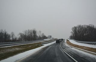 The first of two bridges on the parkway southbound spans Puncheon Run.