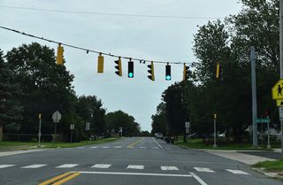 The traffic light along Webbs Lane east at John Clark Road serves W. Reily Brown Elementary School.