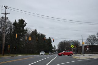 Upgraded to a three-way stop by 2000, the intersection of Apple and Barksdale Roads was signalized in 2001. Barksdale Road becomes Hillside Road east to SR 273/896.