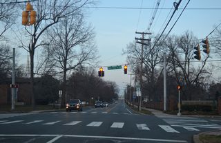 College Avenue north reaches the U of D campus at Park Place.