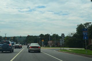 SR 896 joins S College Avenue from SR 4 (Christina Parkway) en route to I-95 and Iron Hill.