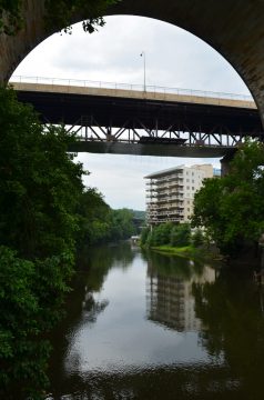The high level bridge taking Augustine Cutoff across Brandywine Creek.