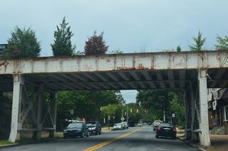 A passenger platform was formerly a part of the CSX Railroad bridge spanning Delaware Avenue by Dupont Street.