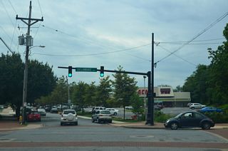Dupont Street south at Delaware Avenue and Trolley Square.