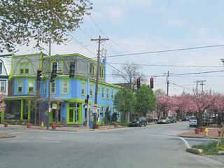 Scott Street east at Delaware Avenue in the Trolley Square neighborhood of northwest Wilmington.