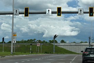 The First Coast Expressway opened between SR 21 (Blanding Boulevard) and U.S. 17 south of Green Cove Springs on August 9, 2025. The entrance ramp to SR 23 south from SR 16 did not open at that time due to ongoing construction.