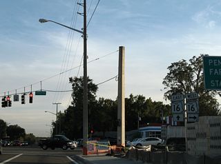 SR 16 travels west to Camp Blanding and the Bradford County seat of Starke.