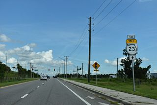 Trail Ridge Road extends west from Challenger Drive north at Atlantis Drive to the Two Creeks suburban area. Entrance ramps to SR 23 lie further north.