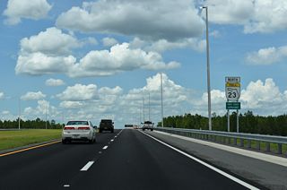 SR 23 (First Coast Expressway) advances northwest from SR 16 by Peters Creek.