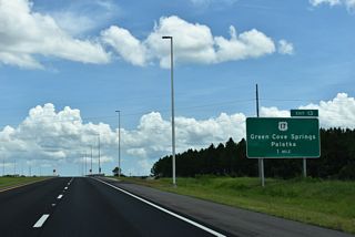 A four lane, divided highway, U.S. 17 travels north into Green Cove Springs and south to the Putnam County seat of Palatka.