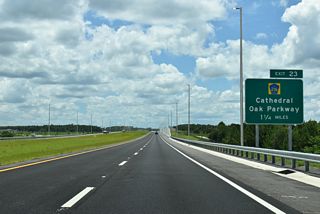 Cathedral Oak Parkway was constructed by Clay County starting in August 2023. The four lane suburban arterial opened to traffic on August 9, 2025 (Clay County, Florida, 2025).