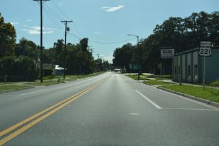 A reassurance marker for U.S. 221 was added along Hampton Springs Avenue west of Faulkner Street in 2022.