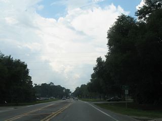 U.S. 27 enters the Lafayette County seat of Mayo along E Main Street.