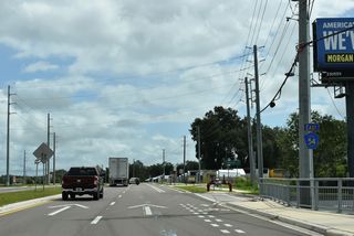 The four lane section of CR 54 concludes east of CR 579 (Morris Bridge Road) at Lake Crystal Boulevard.