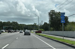 Pasco County Road 577 measures 15.55 miles in length from CR 54 to CR 41 northwest of Dade City.