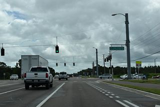 Meadow Pointe Boulevard winds southward to SR 56 and the Meadow Pointe suburban community. Chapel Crossings Boulevard extends the suburban boulevard north to the Chapel Crossings development.