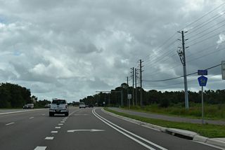 A lane drop occurs along CR 54 east from Meadow Point Boulevard south and Chapel Crossings Boulevard north at Foxwood Boulevard.