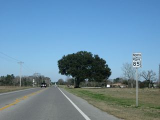 Leading away from CR 85A (Bill Lundy Road) on SR 85 northbound. CR 85A spurs 4.14 miles west to rural areas near the Yellow River.
