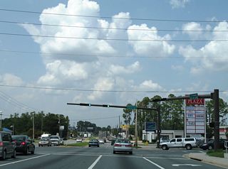 Redstone Drive loops west from SR 85 to a medical park and leads east from SR 85 (Ferndon Boulevard) to the large Rolling Pines subdivision.