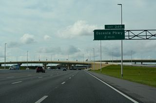 Osceola Parkway (Osceola County Road 522) meets Florida's Turnpike just south of the Orange County line at Exit 249 in two miles.
