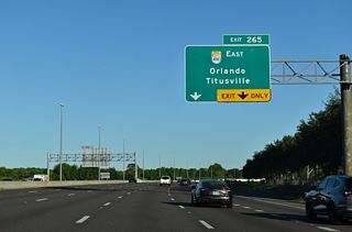 SR 408 east begins at a directional T interchange (Exit 265) at Gotha. Connections at the east end with Challenger Parkway and SR 50 lead motorists to the University of Central Florida (UCF) and Titusville.