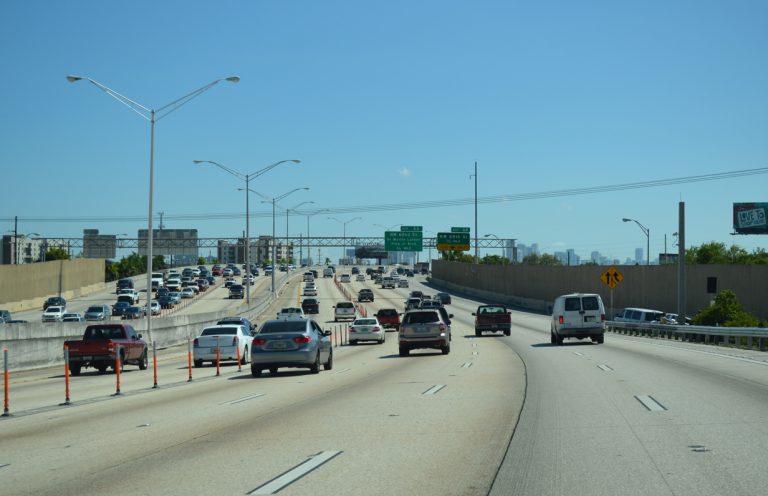 Interstate 95 south in Miami, Florida