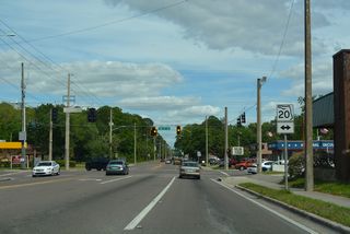 SR 20 lines NW 6th Street south to University Avenue, where it combines with SR 24/26 east to Downtown Gainesville.