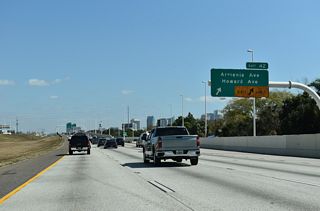 Two lanes leave I-275 north for Green Street east at Armenia and Howard Avenues. The couplet runs from Swann Avenue at the Courier City community to Tampa Bay Boulevard at West Riverside Heights. Armenia Avenue extends north from there with two-way traffic to Carrollwood, part of which was formerly Florida Secondary 587A.
