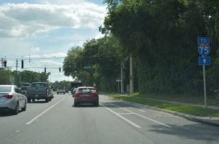 SR 24A/331 curve southwest ahead of SE 4th Street along SE Williston Road.