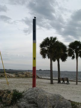 Storm surge marker at Keaton Beach, FL