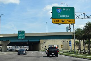 Interstate 4 heads southwest from Orlando toward Lakeland and Tampa.