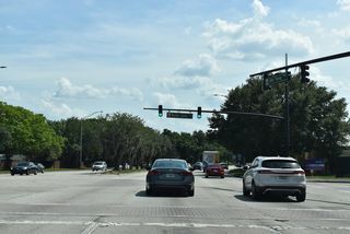 Discontinuous from the street east through the Clearlake Cove subdivision, Monte Carlo Trail is a local road west to big box retail and S Goldwyn Avenue.