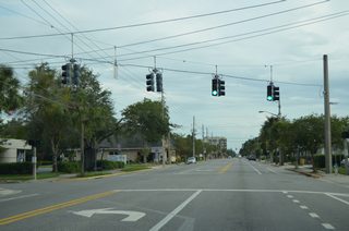 Hazel Avenue heads east from a signal on Edgewater Drive to the Gulfview and Anderson Park neighborhoods.
